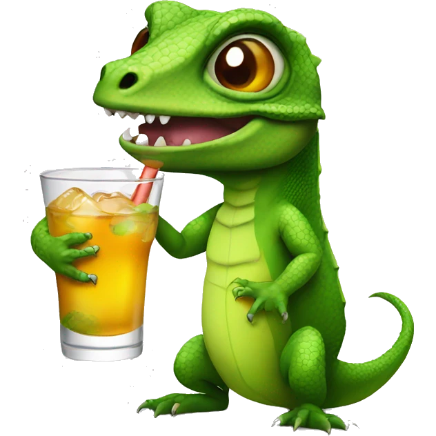 lizard with drink emoji