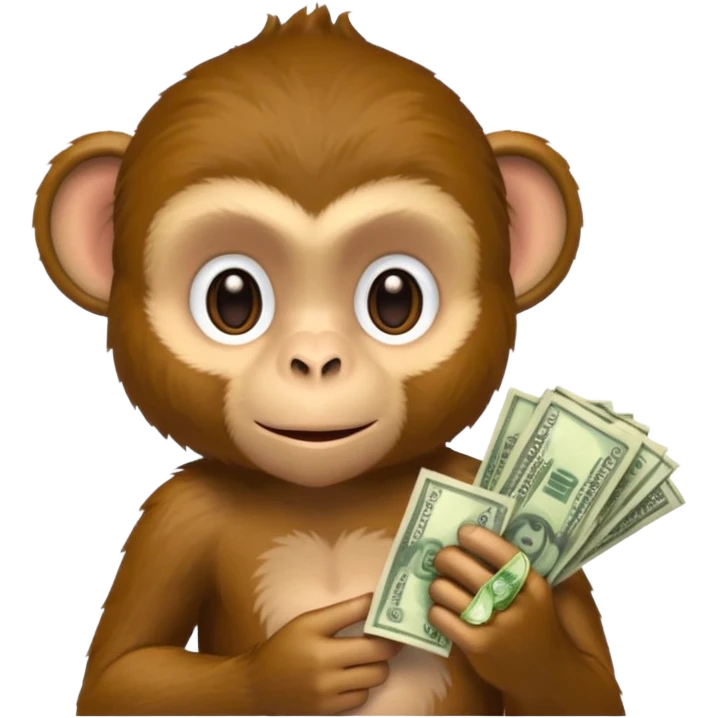 monkey holding money on sholdue emoji