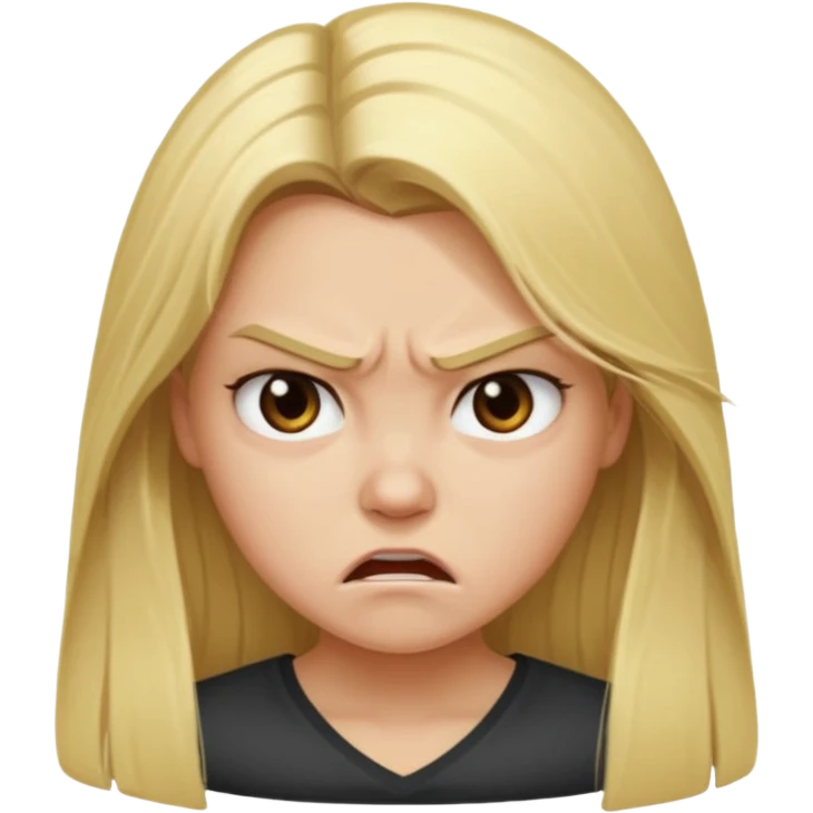 Blonde girl with long hair angry emoji