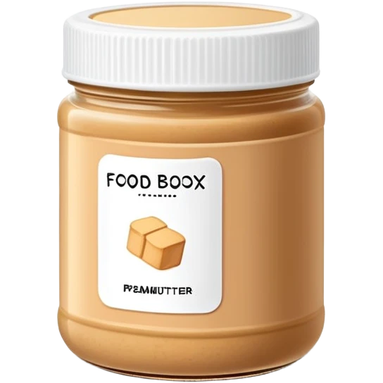 food box container with minimalist wireframe label, peanut butter jar with geometric line structure label, food container with simple outline label emoji