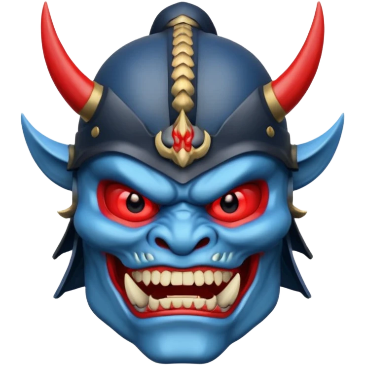 blue oni with samurai helmet face emoji