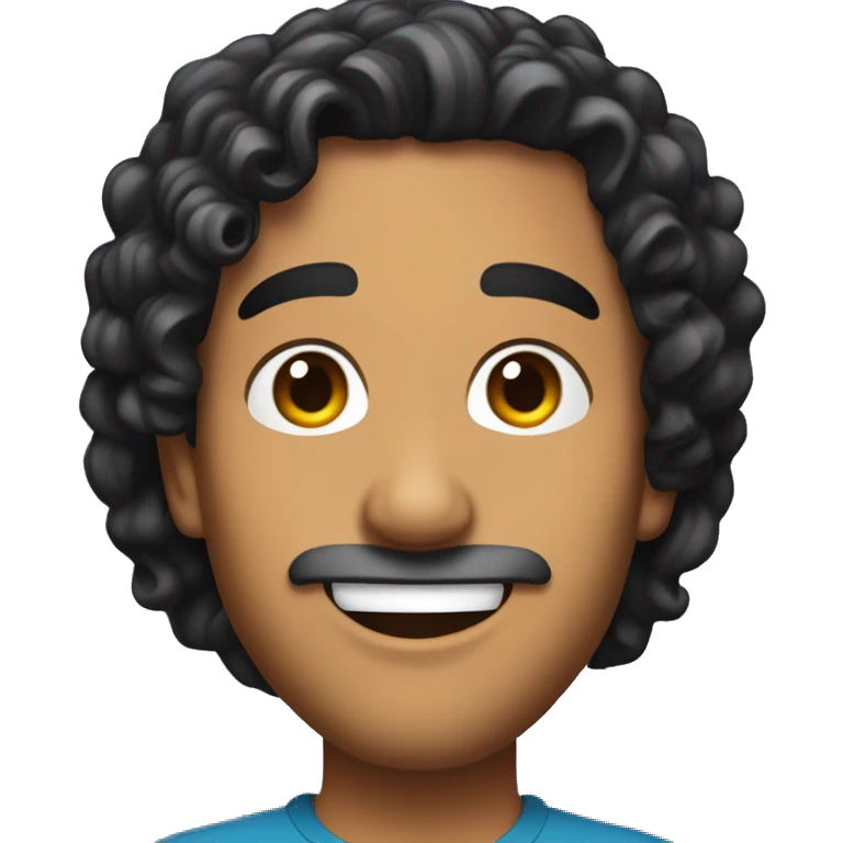 A game show host with shoulder-length curly black hair and tanned skin emoji