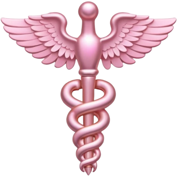 caduceus symbol, soft pastel pink, iOS emoji style, variation 2 emoji