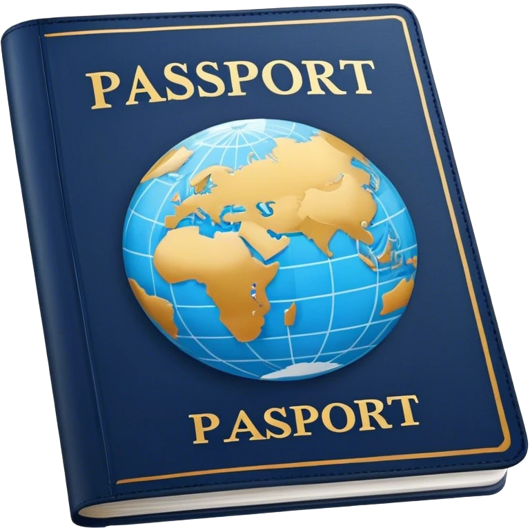 pasaporte cerrado, con un globo del mundo en el centro emoji