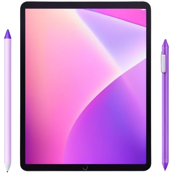 ￼Pink and purple iridescent iPad with Apple Pencil  emoji