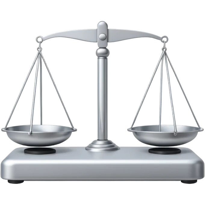 A minimal schematic drawing of a balance scale.  emoji
