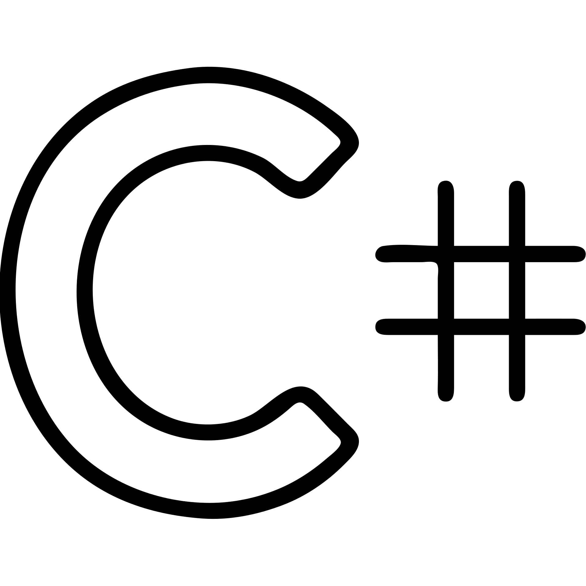 modern icon style C# programming language symbol, simple and recognizable, letter C and sharp symbol #, suitable for app or website use emoji