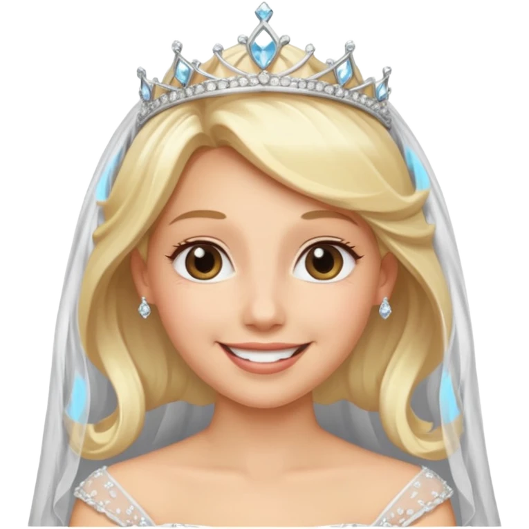 blonde bride silver diamond tiara and veil emoji