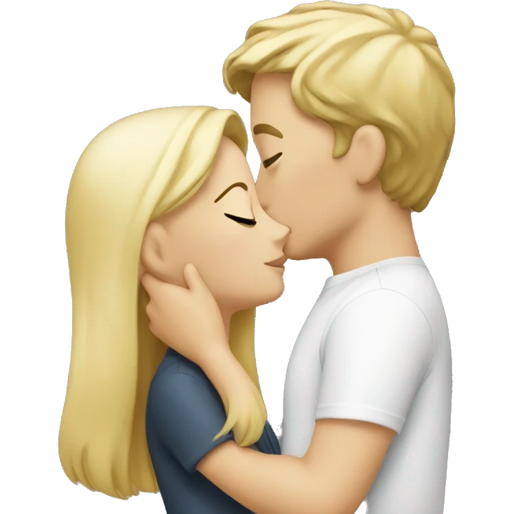 White brunette, kissing boy blonde emoji