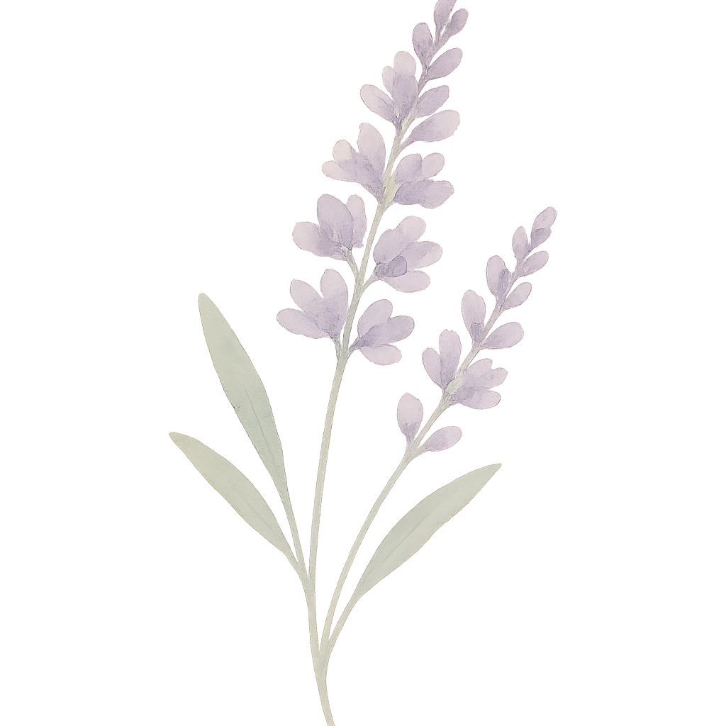 lavender, intricate details, soft purple and green, watercolor art style emoji