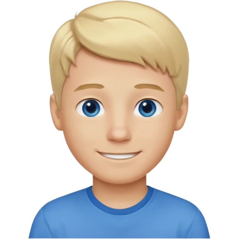 Blonde hair blue eyed boy wearing am emoji