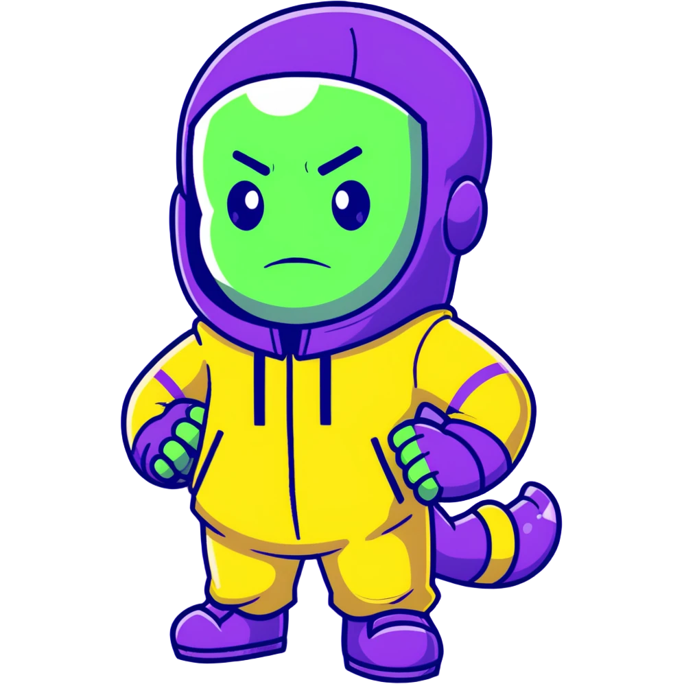 purple-skinned Thanos wearing a green Squid Game player tracksuit with number 230 emoji