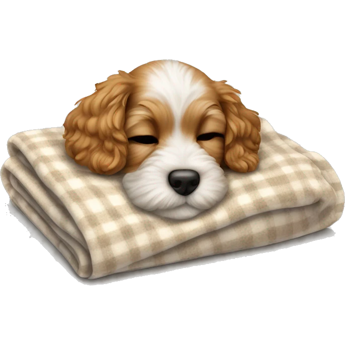  cavapoo puppy sleeping with a blanket emoji