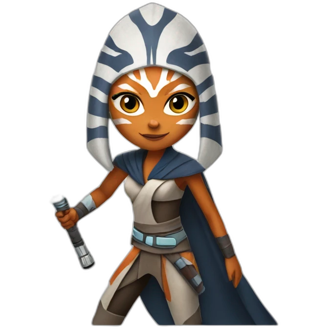 Ahsoka with two lightsabers  emoji