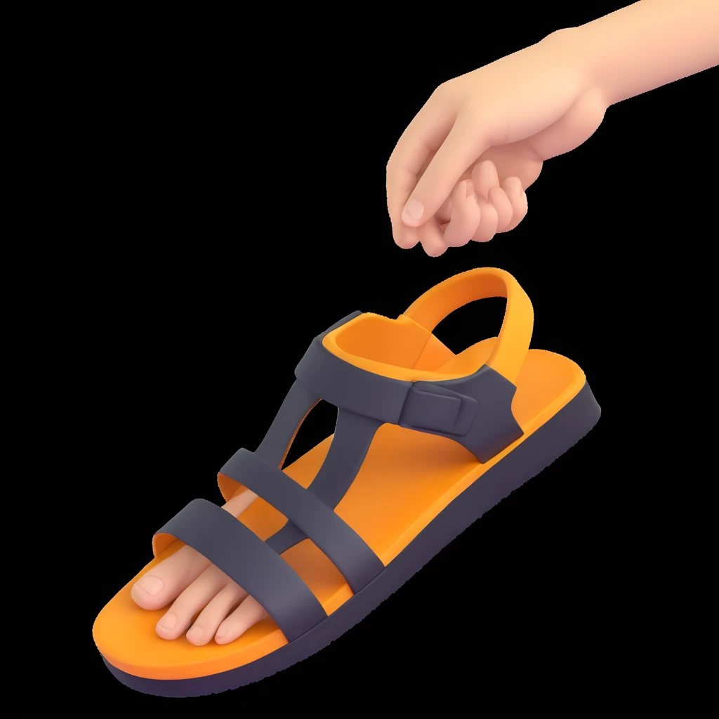 a hand grabbing a sandal emoji