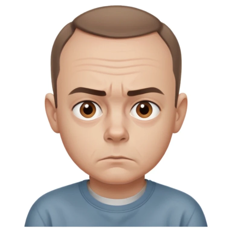 Carl from Sling Blade, serious expression, recognizable features, neutral background emoji