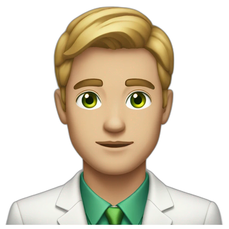 A 25-year-old man with green eyes In a classic suit emoji