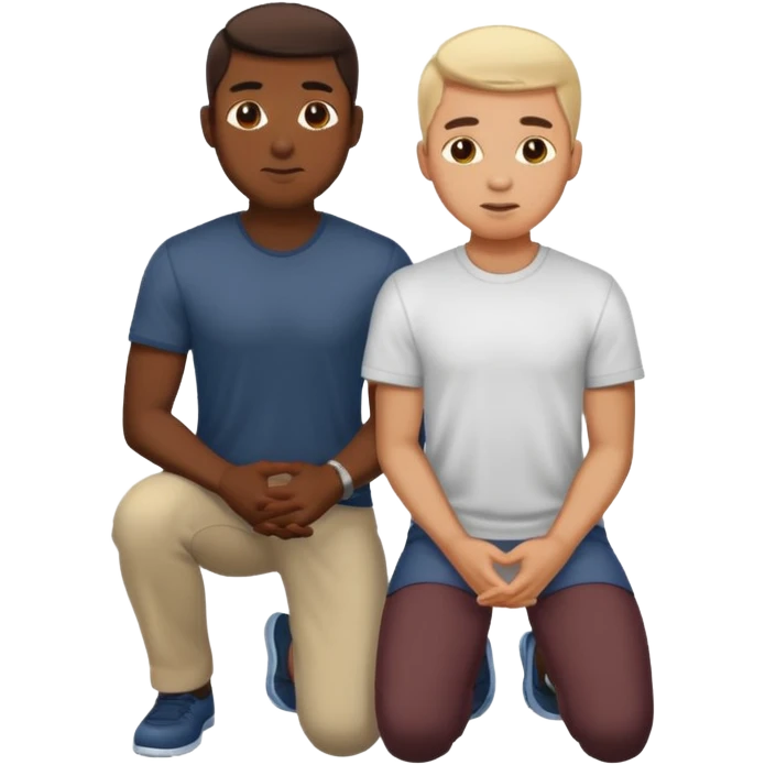 🙋🏾‍♂️🙇🏻‍♀️ layer the first emoji behind the second emoji  emoji