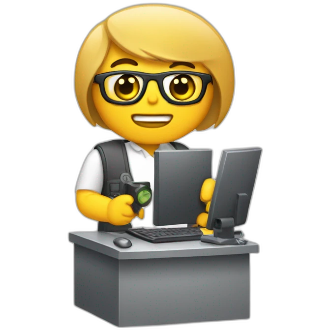 chico con computadora emoji