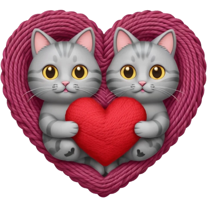 two grey cats in a heart emoji