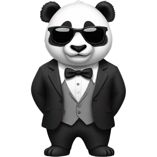 Panda with sunglasses in a suit with a Glock  emoji