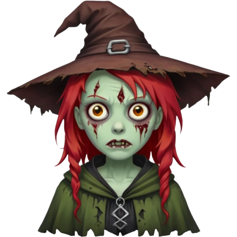 red hair zombie witch emoji