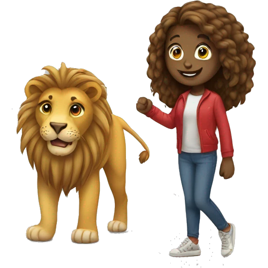 Girl and lion emoji