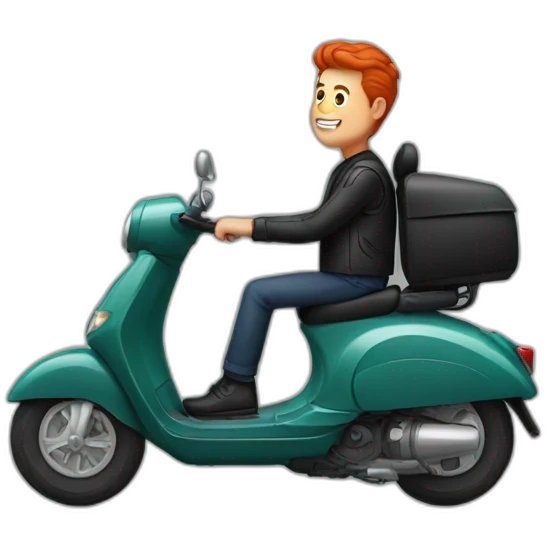 Red Headed man riding a black scooter  emoji