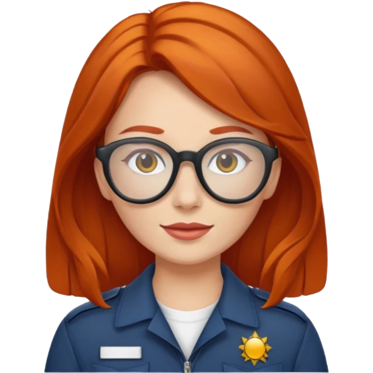 pilote femme rousse avec lunette de soleil emoji