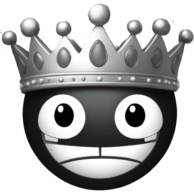 black and white smiley face with a crown on it's head emoji
