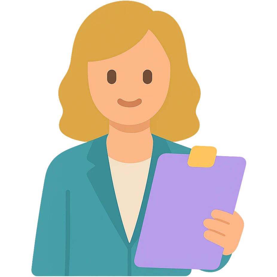 a stylish and elegant woman project manager with a relaxed demeanor, holding a clipboard emoji