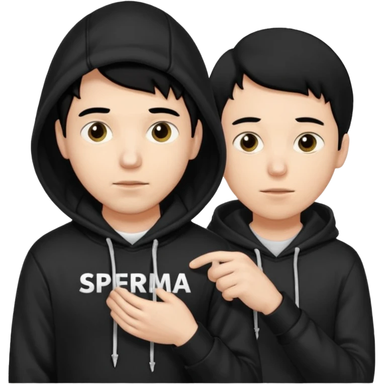 chce by to byla taka emotka 🙍‍♂️
chlopaka z czarnymi losami i czarna bluza z biaty.m
napisem "sperma" na srdoku i zeby od boku byla czyjas INNA reka od boku ciagnaca za sznurek od
kaptura od bluzy tej pierwszej osobyl emoji