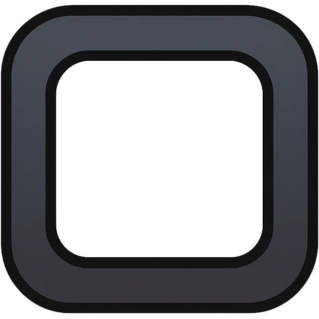 modern look icon of a square with rounded corners, white core, dark ombre gradient outward to black border, no text emoji