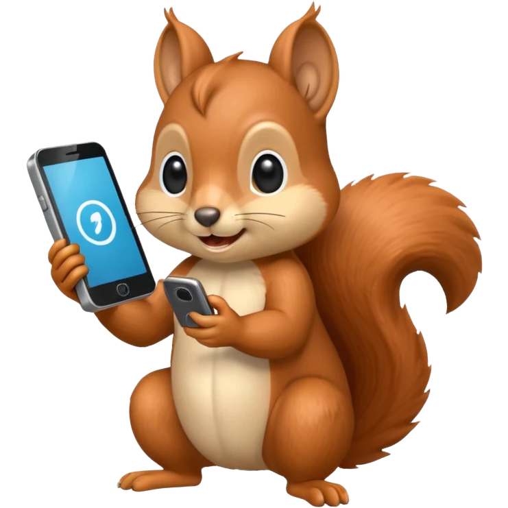 A squirrel holding a phone  emoji