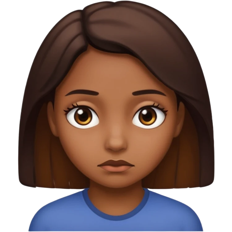 A girl sad with dark under eyes, brown skin,  emoji