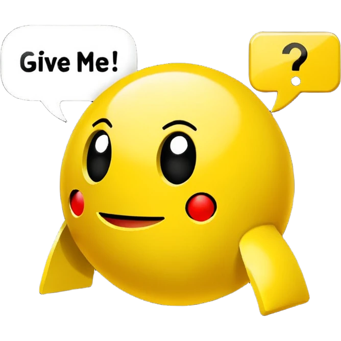 I want classic Pac man showing the phrase: "Give me more information!!!"
It should show the strong desire to learn more, to get more information about the discussed topic, to collect more data...
It must highlight the DATA and INFORMATION is what I want. emoji