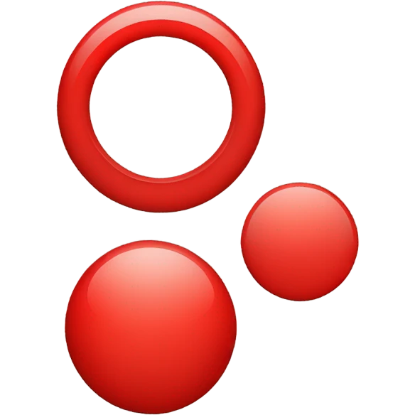 create a red circle, black rectangle, and red triangle with all same sizes emoji