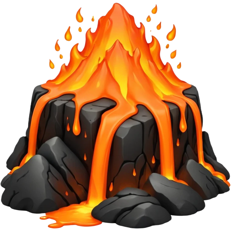 A lava flow spilling slowly over blackened rocks. emoji
