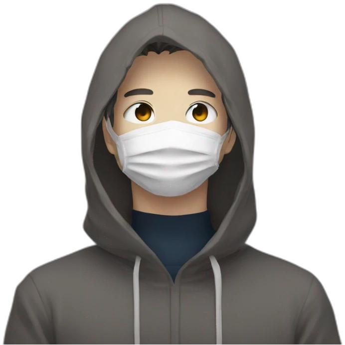 Anime man with mask on, degital clasess hide his eyes emoji