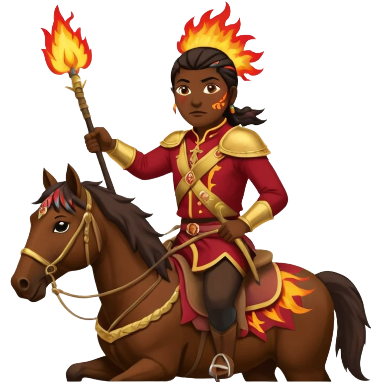 FSU chief Osceola with war paint on face riding horse and planting flaming spear emoji