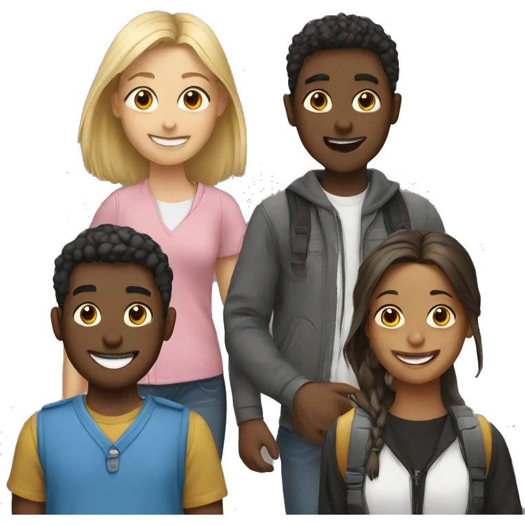 Three friends students  emoji