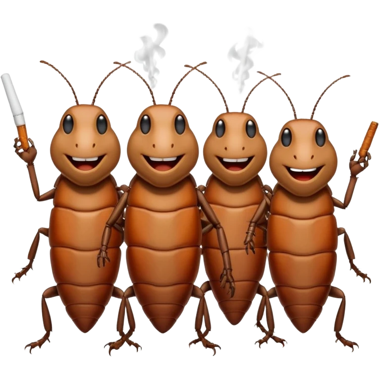 Friendly family of smoking roaches emoji