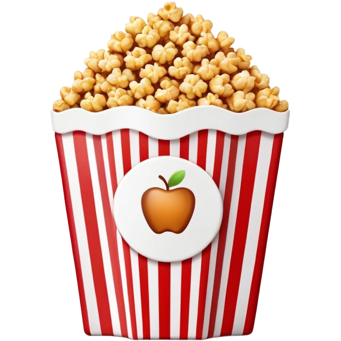 extremely minimalist caramel popcorn in red and white striped package, ultra simple design, no details, clean lines, Apple emoji style emoji