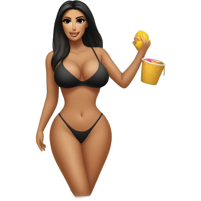 kim kardashian body beach model behind playful  emoji