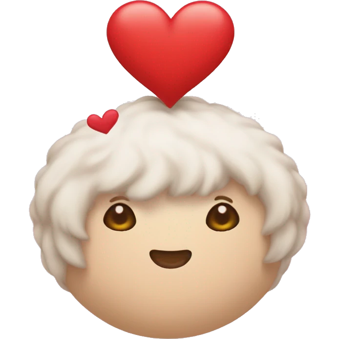 Ovillo de lana con forma de corazon, con corazoncitos alrededor  emoji