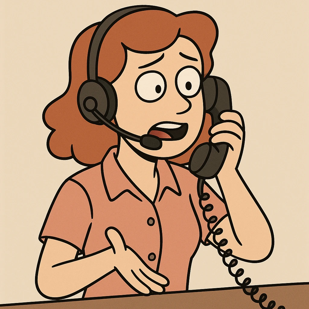 call center agent on the phone, western adult animation cartoon style emoji