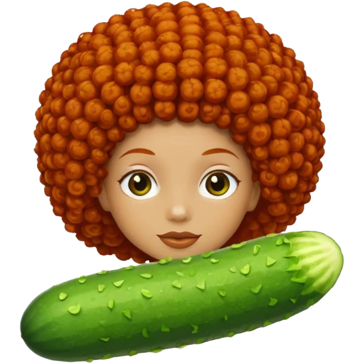 cucumber with redhead afro hair on it, no human face emoji