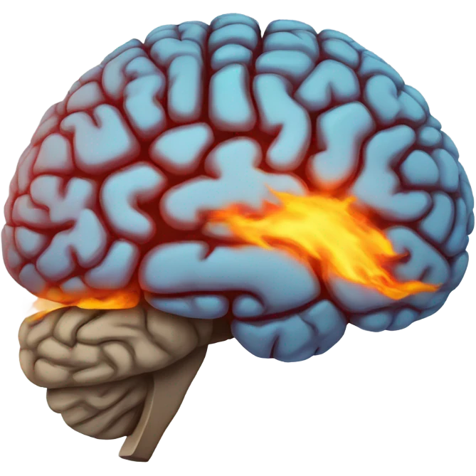 Lateral view of Brain on fire emoji