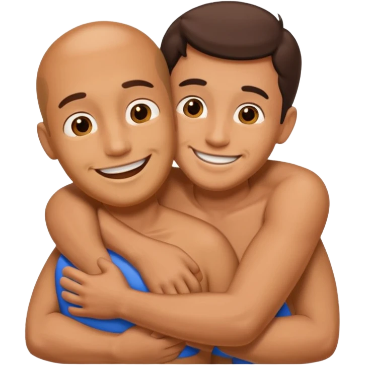Man hugging a Penis emoji