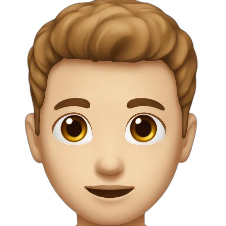 Garçon cheveux lisses marron yeux marron peux beige emoji